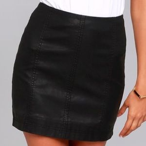 FREE PEOPLE MODERN FEMME BLACK VEGAN LEATHER MINI